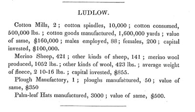 Statistics of Industry in Massachusetts for various years between the 1830's and 1860's